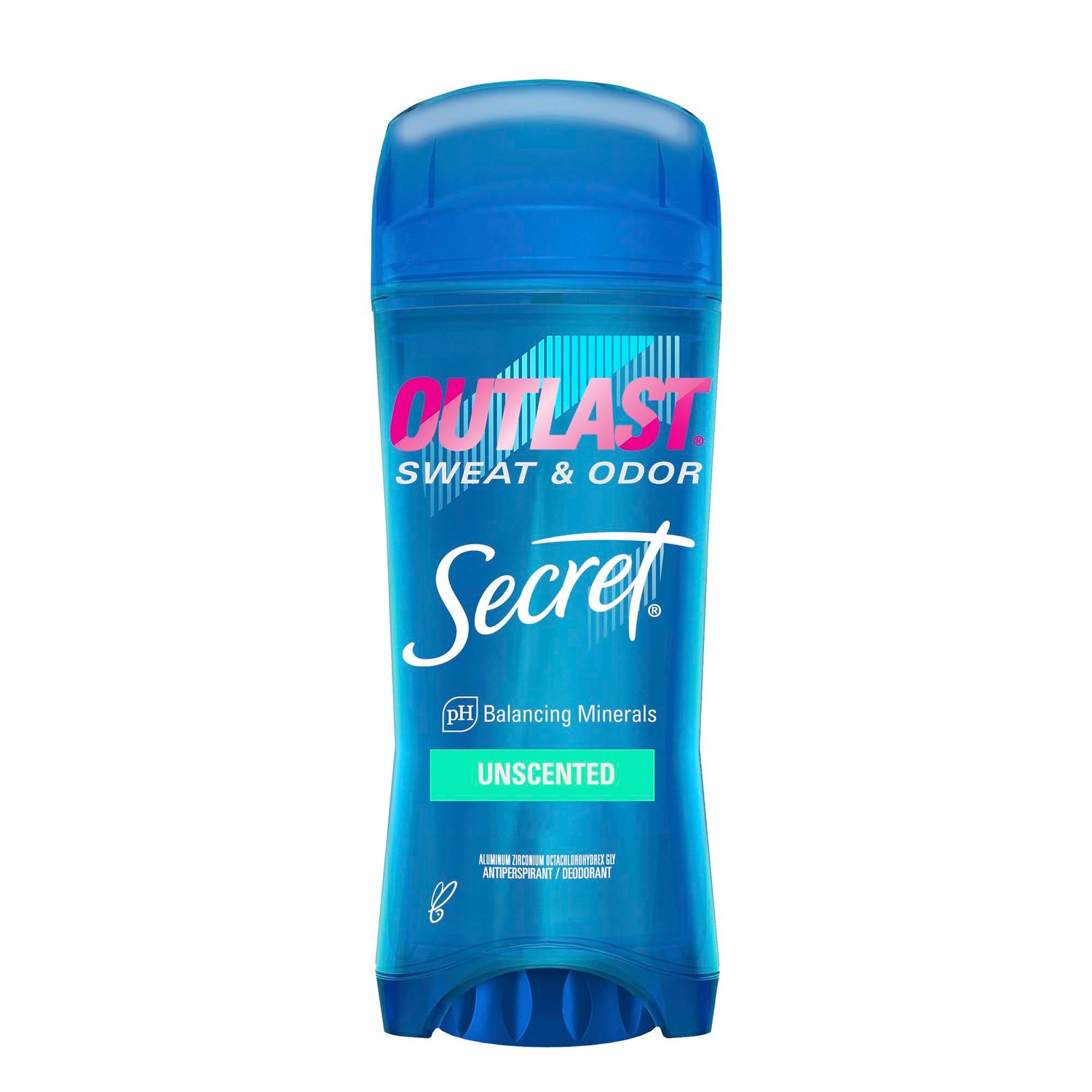 Secret Deodorant Antiperspirant Outlast for Women, 48hr Sweat &amp; Odor Protection, PH Balancing Minerals, Clear Gel, Unscented 3.4 oz