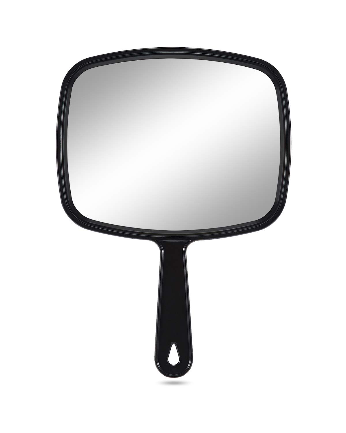 PROTECLE Large Hand Mirror, Salon Barber Hairdressing Handheld Mirror with Handle (Square Black 10.3&quot;x7.4&quot;)