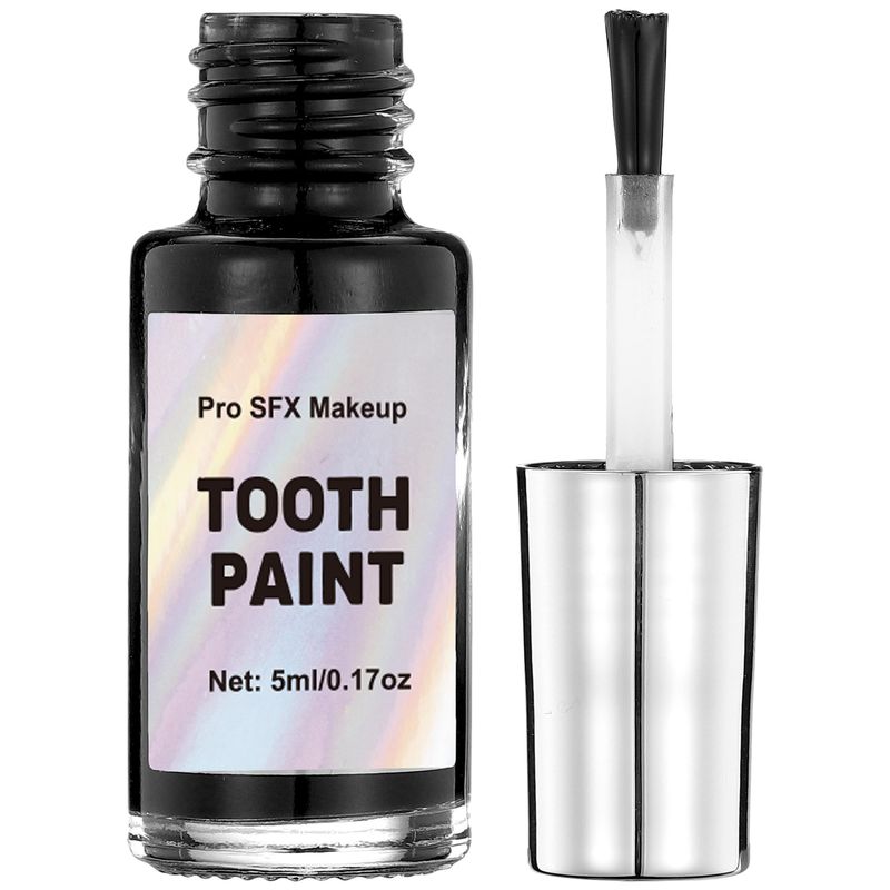 CCbeauty Black Tooth Paint, Temporary Black Out Liquid Tooth Coloring Makeup, Quick Dry, Safe &amp; Non-Toxic, Rotten Teeth, Missing Teeth SFX Makeup, for Halloween Clown, Zombie, Pirate Costume
