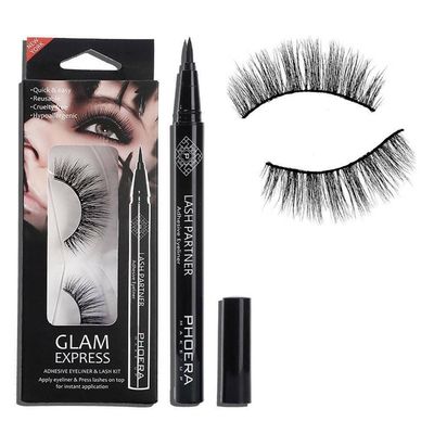 AquaPurity PHOERA 9D Synthetic Mink Lashes &amp; Adhesive Eyeliner Kit Reusable up-to 30 times Self-Adhesive Magic Eyeliner Pen With Waterproof No Glue Needed Lashes Set (NEW YORK)