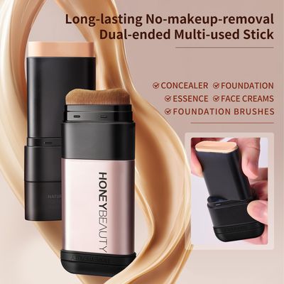 zeesea Honey Beauty Multi-Use Makeup Foundation Stick, Essence, Concealer, Face Creams, Foundation with Foundation Brushes, Long-lasting Smooth Skin Coverage, Natural Beige, 0.45oz (12.8g)