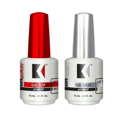 KUPA GelFinity - Soak Off Gel - Base &amp; Top Coat Glossy Finish (No-Wipe) 0.5 Fl Oz