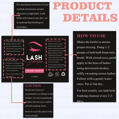 50PCS Lash Shampoo Label Stickers for Bottle, Lash Extension Stickers for Foam Pump Bottle Lash Bath Wash Label Personalised Stickers (A)