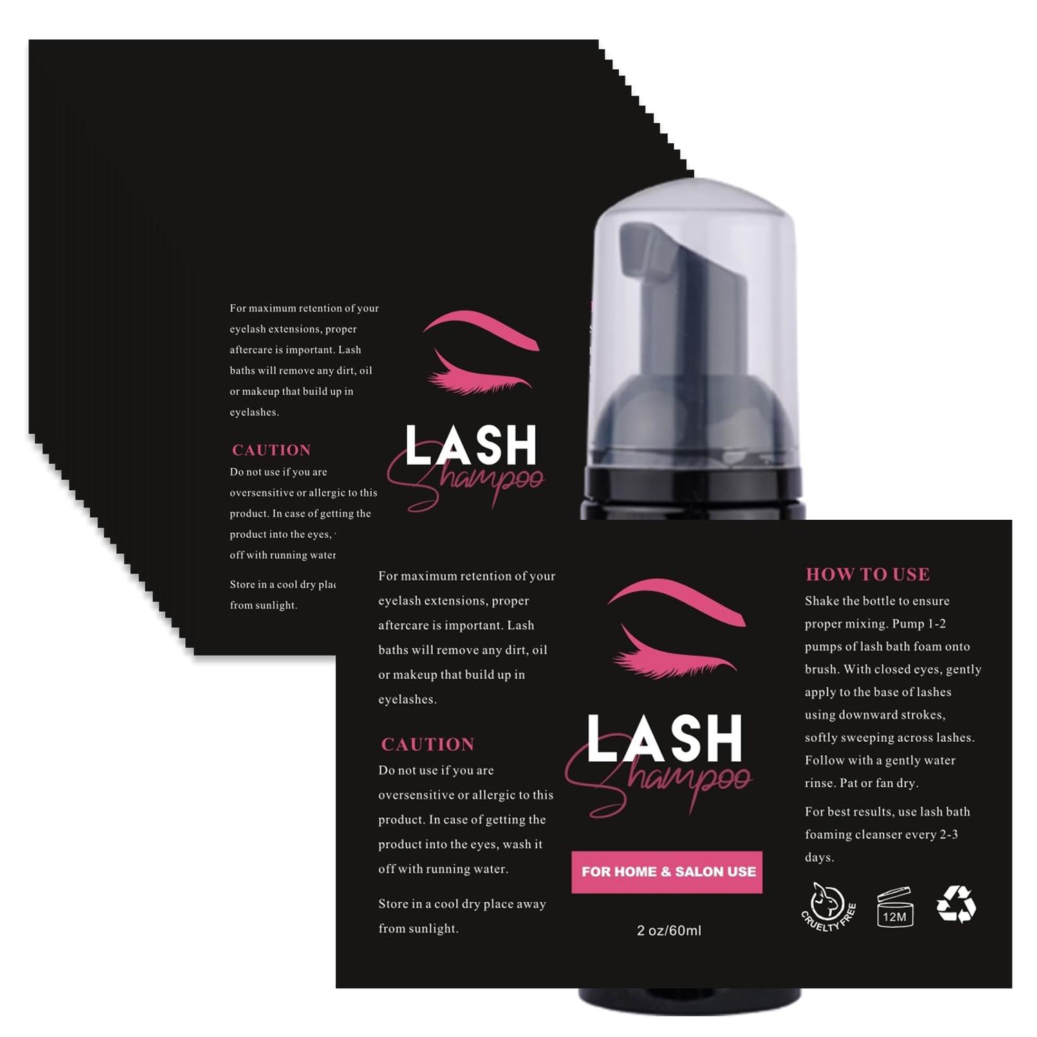 50PCS Lash Shampoo Label Stickers for Bottle, Lash Extension Stickers for Foam Pump Bottle Lash Bath Wash Label Personalised Stickers (A)