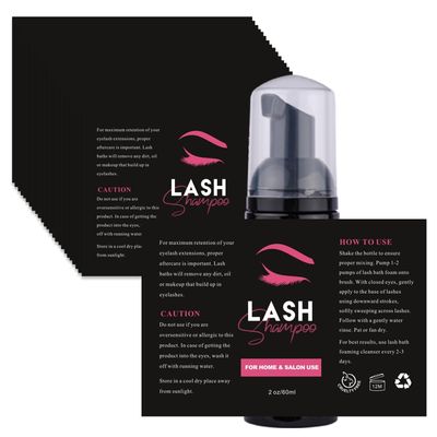 50PCS Lash Shampoo Label Stickers for Bottle, Lash Extension Stickers for Foam Pump Bottle Lash Bath Wash Label Personalised Stickers (A)