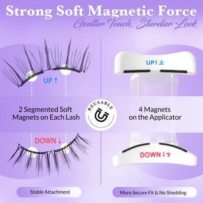 Bepholan Soft Magnetic Lashes with Applicator,No Glue Needed Reusable Magnetic Eyelashes Natural Look Easy to Wear and Remove Waterproof Cruelty-free False EyelashesRC01