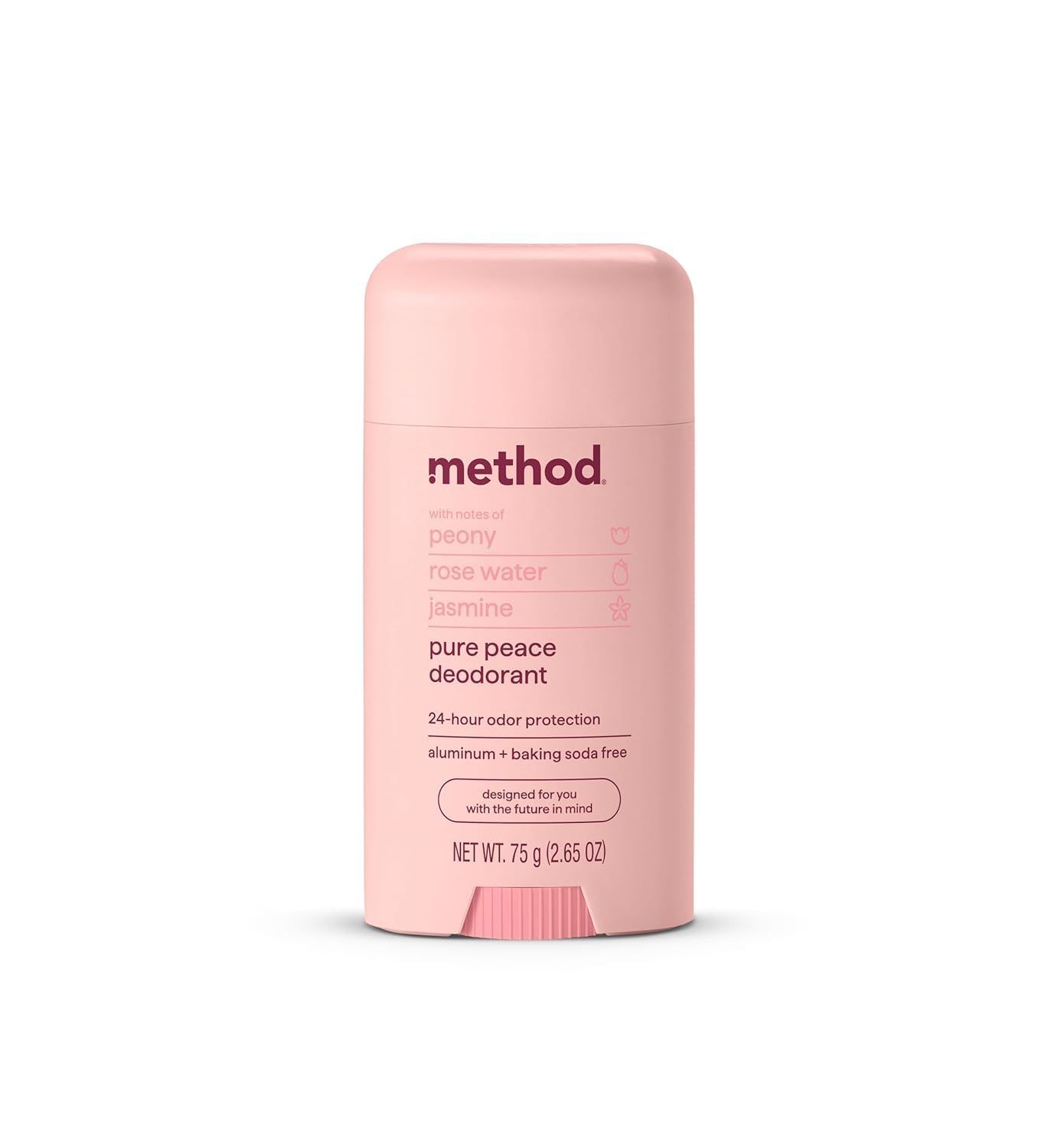 Method Deodorant, Pure Peace, Rose Water, Peonies  Pink Sea Salt notes, 24 Hour Odor Protection, 2.65 oz