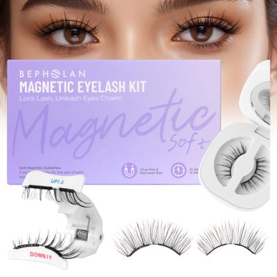 Bepholan Soft Magnetic Lashes with Applicator,No Glue Needed Reusable Magnetic Eyelashes Natural Look Easy to Wear and Remove Waterproof Cruelty-free False EyelashesRC01