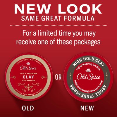 Old Spice High Hold Hair Styling Clay for Men, Highest Hold with Very Low Shine, 2.22 oz
