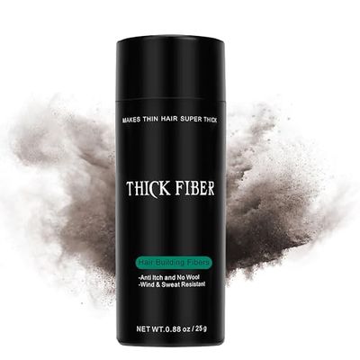 THICK FIBER Hair Fibers for Thinning Hair &amp; Bald spots (DARK BROWN) - 25g Bottle - Conceals Hair Loss in Seconds - Hair Powder for Women &amp; Men