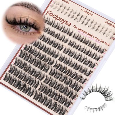 Focipeysa Manga Lash Clusters Fairy Eyelash Clusters Anime Eyelash Extensions C Curl Lashes Extensions Spiky Individual Lashes 10-16mm with Bottom Lashes Clusters DIY Lash at Home