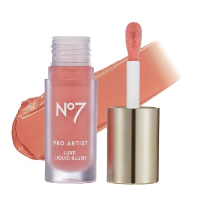 No7 Pro Artist Luxe Liquid Blush - Long-Lasting Liquid Blush for Cheeks with a Radiant, Soft-Glow Finish - Blendable &amp; Radiant Face Makeup for a Healthy-Looking Glow - Coral Blush (0.20 fl oz)