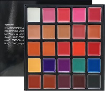 YARLADY 25 color Lipstick Lip Gloss Palette 24H Long-lasting moisturizing Waterproof matte Lip Palette Makeup,Pigmented Festival Halloween Body Face Paint Matte Lipstick Set