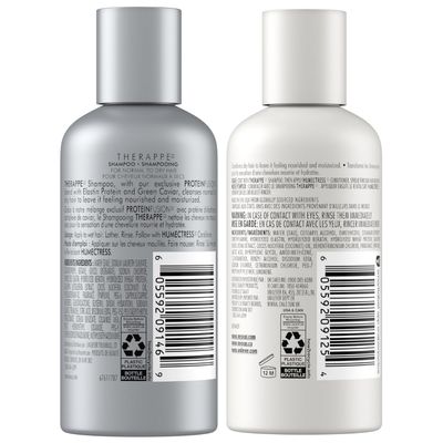Nexxus Therappe Shampoo and Humectress Conditioner, Travel-Size - Ultimate Moisture for Dry Hair with Elastin Protein and Green Caviar, 3 Oz Ea