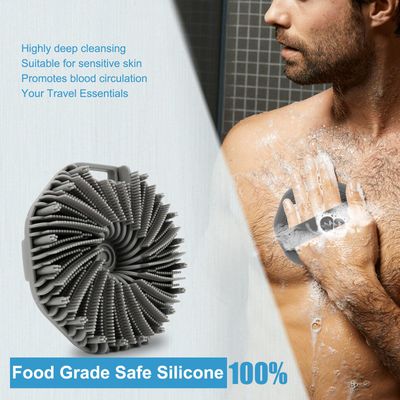 WETANG Silicone Body ScrubberExfoliating Body Scrubbers for use in Shower,Silicone Body Brush for Showering and Anti-Slippery Handles for All Skin Types(Grey)