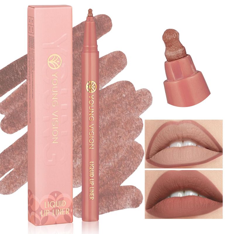 YOUNG VISION Gourd-Shaped Precision Liquid Lipstick &amp; Lipliner - Nude Matte Shades