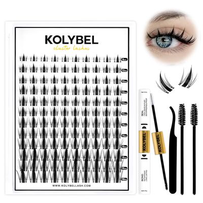 KOLYBEL Lash Clusters Kit Manga Lash Clusters Natural Look KB Lash Clusters Kit Anime Eyelash Extensions Wispy Fairy Lash Clusters 8-18mm Lashes DIY Manga Lash Extensions at Home(Manga Lash Kit)