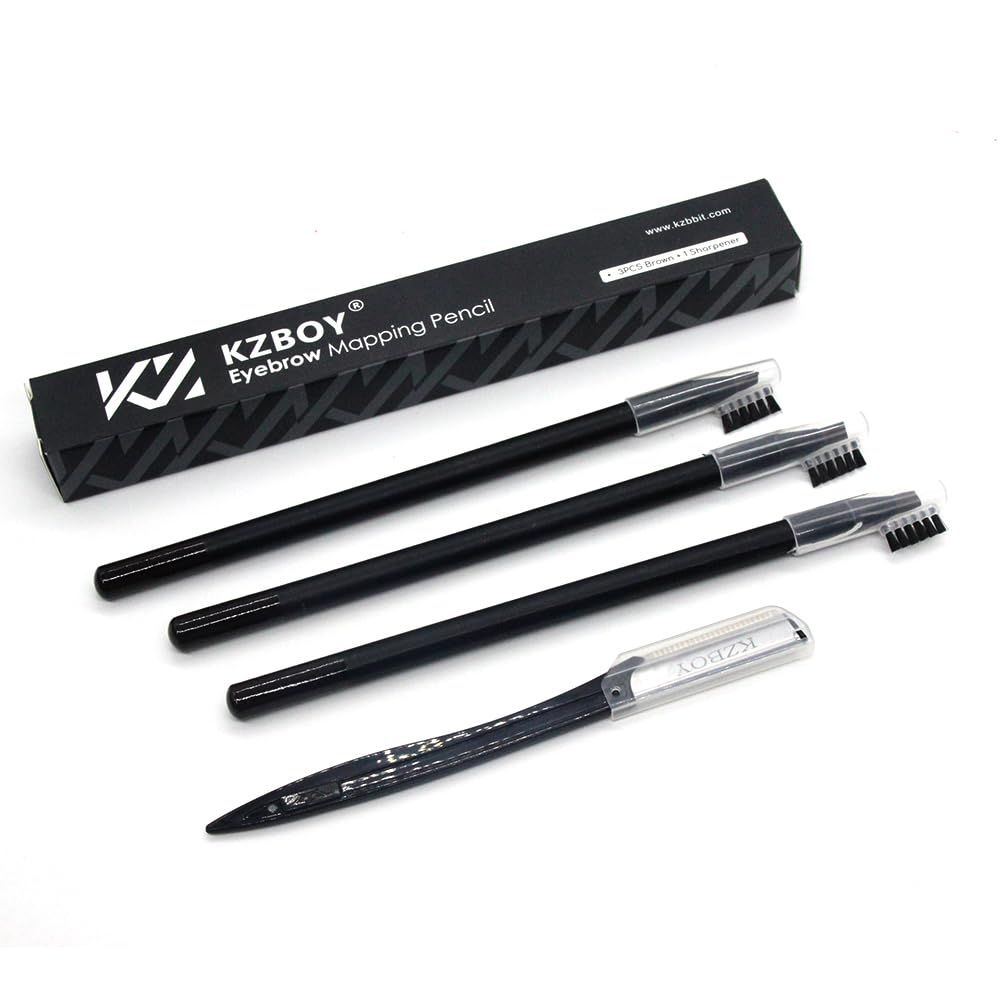 KZBOY Microblading Eyebrow Mapping Pencils with a Sharpener (Brown)