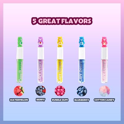 Townley Girl Care Bears 5 pcs Flavored Lip Gloss for Kids | Non-toxic &amp; Vegan Makeup | Birthday Gifts for Ages 3