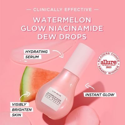 Glow Recipe Watermelon Glow Niacinamide Dew Drops Face Serum - Hydrating Hyaluronic Acid Skincare Serum, Makeup Primer &amp; Liquid Highlighter for Dewy, Glowing Skin - Brightening Face Serums (40ml)