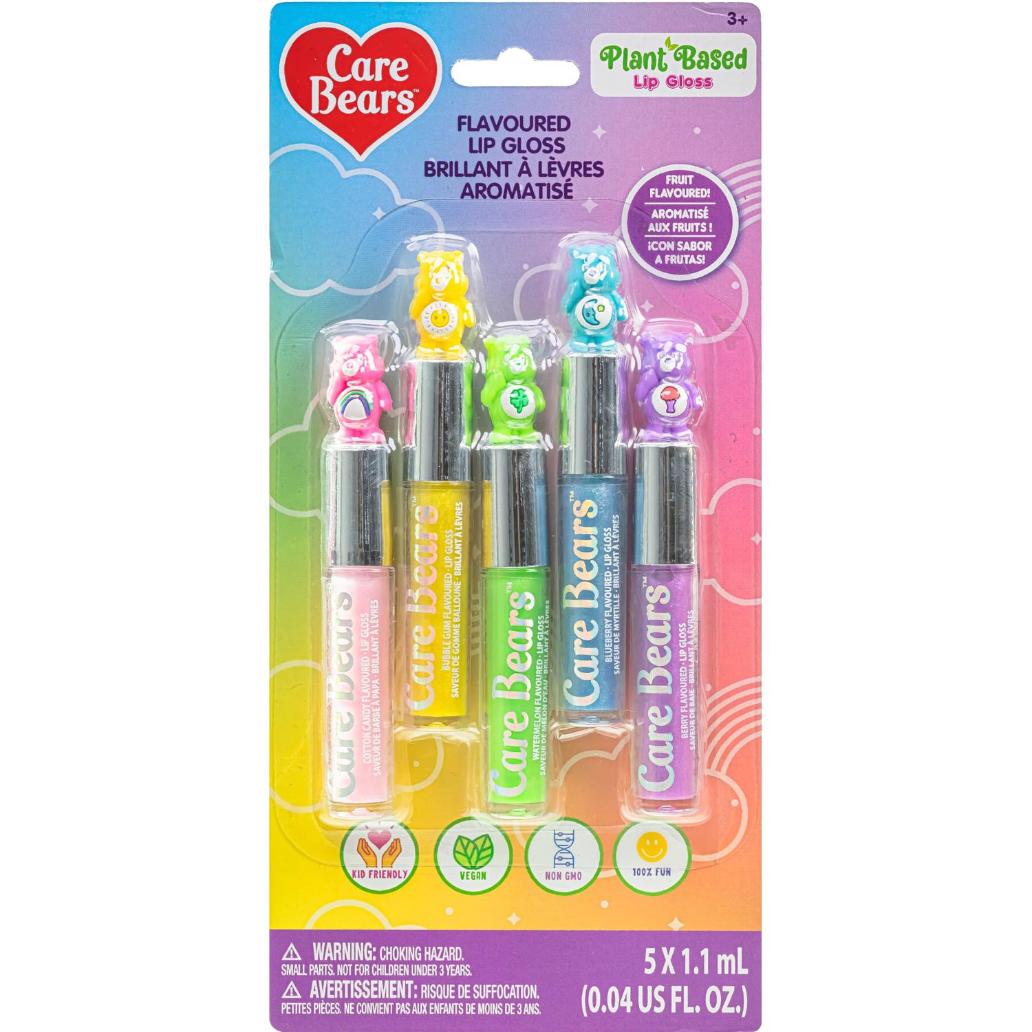 Townley Girl Care Bears 5 pcs Flavored Lip Gloss for Kids | Non-toxic &amp; Vegan Makeup | Birthday Gifts for Ages 3