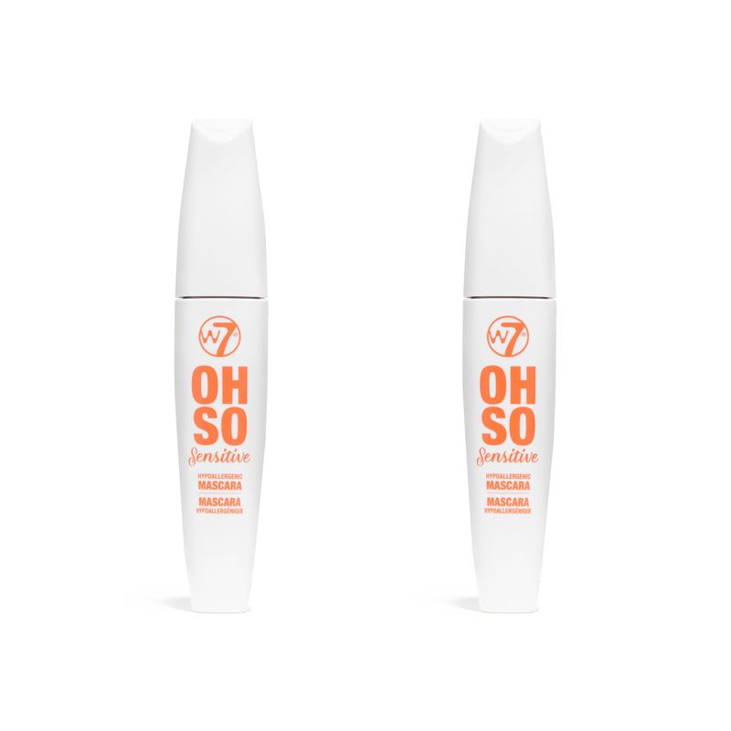 W7 Oh So Sensitive Hypoallergenic Mascara - Black Mascara For Sensitive Eyes With Vitamin E - Vegan - 2 Pack