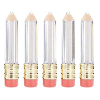5 Pcs 5ml Empty Lip Gloss Tubes Transparent Pencil Shaped Lip Balm Vials Bottles Containers with Lip Brush for DIY Lipstick Lip Gloss Samples