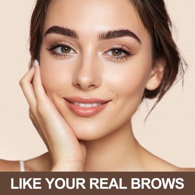 Eyebrow Stamp Stencil Kit - Eyebrow Powder, Makeup for Natural-Looking Brows, Eyebrow Stamp Kit with 27 Reusable Stencils, Easy to Use, Waterproof & Smudge-Proof, Long-Lasting, Light Brown