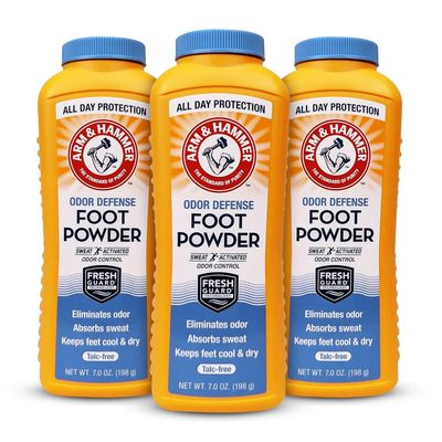 Arm &amp; Hammer Foot Powder for Shoes &amp; Feet, Talc-Free Odor &amp; Moisture Control for Men &amp; Women, 7 oz (3 Pack)