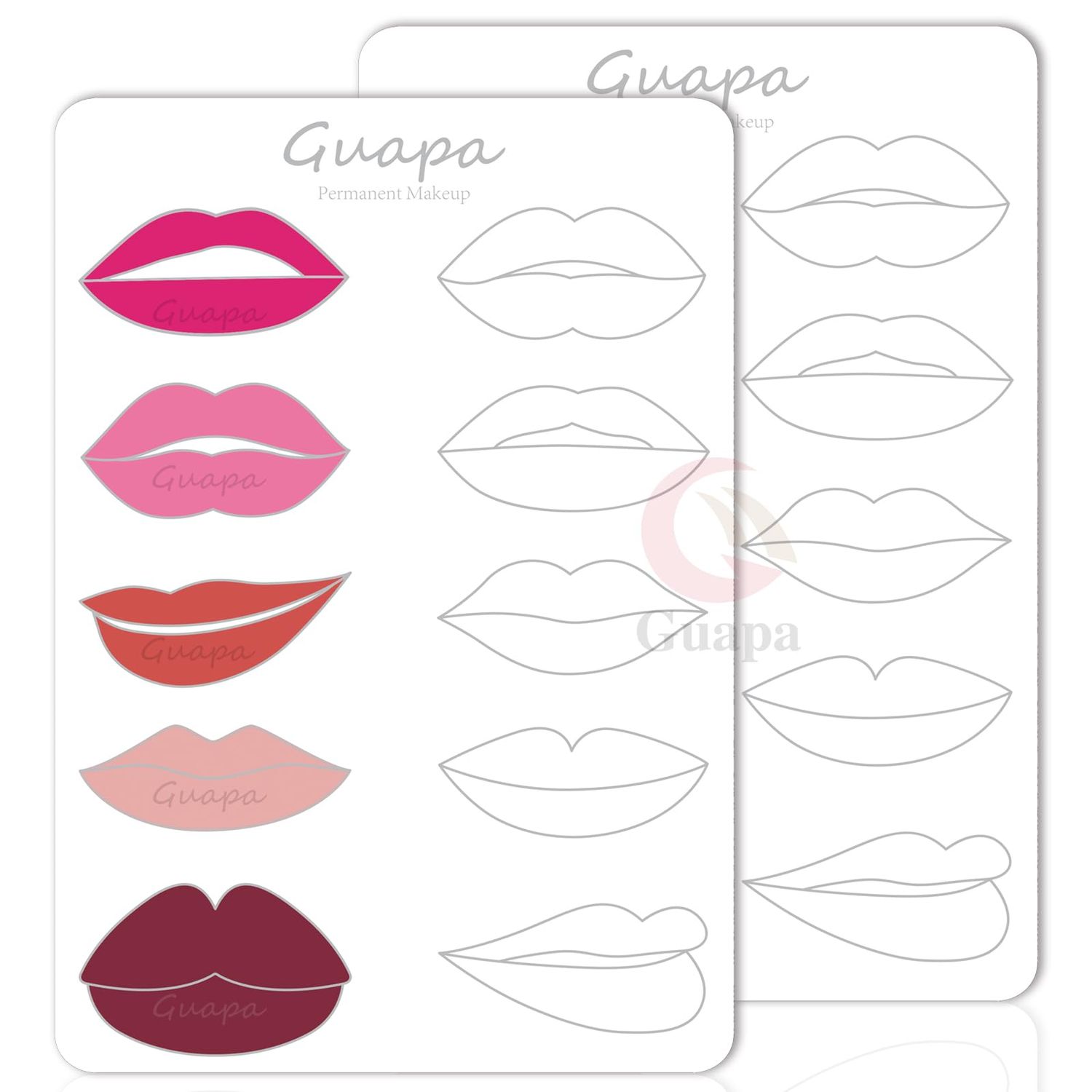 MARLLOGIVA 3 pcs Thicken Two sides Lip Blushing Practice Skin Lip Fake Skin Perfect for Permanent Makeup (Lip Skin-Light Grey Lines)