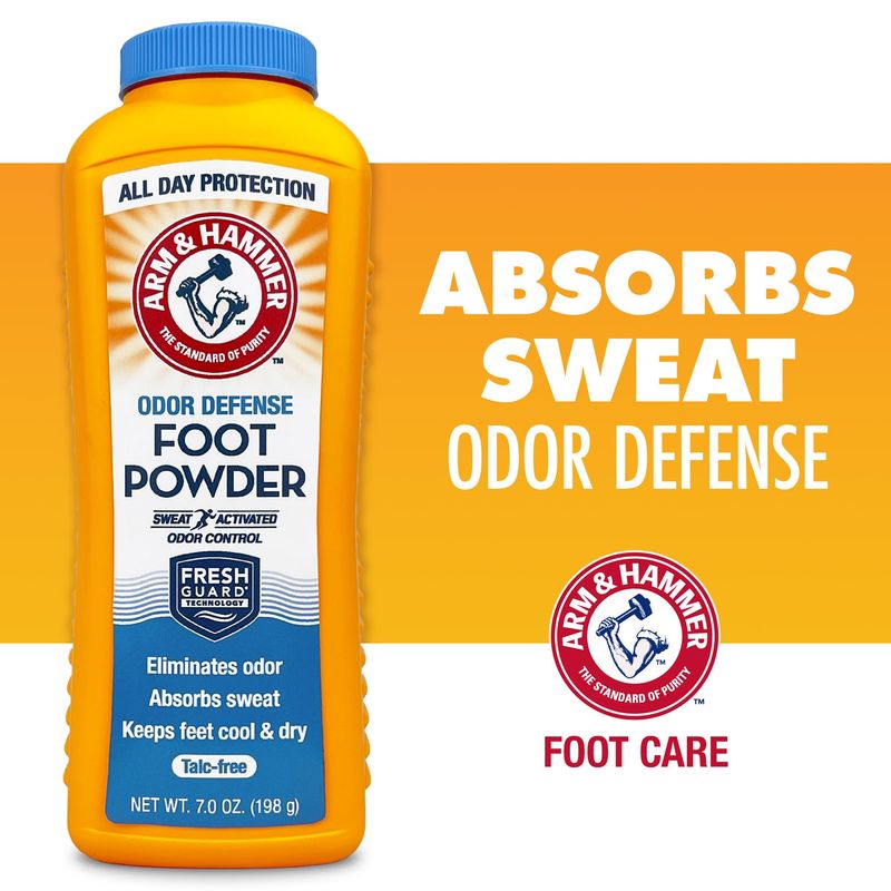 Arm &amp; Hammer Foot Powder for Shoes &amp; Feet, Talc-Free Odor &amp; Moisture Control for Men &amp; Women, 7 oz (3 Pack)