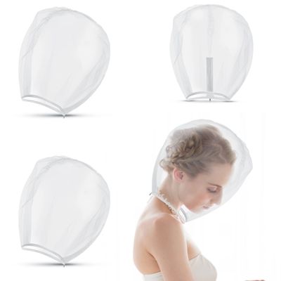 Flutesan 3 Pieces Makeup Protector Hood Nylon Chiffon Makeup Hood Zipper Closure Makeup Face Cover for Women Beauty Weddings(White)
