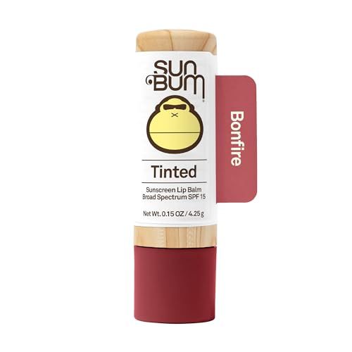 Sun Bum Tinted Lip Balm Bon Fire | SPF 15 | UVA  UVB Broad Spectrum Protection | Sensitive Skin Safe | Hypoallergenic, Paraben Free | Ozybenzone Free | 0.15 Oz