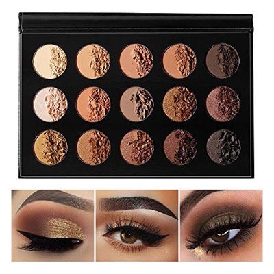 Nude Gold Eyeshadow Palette Natural Naked Smokey Warm Neutral 15 Shades, DE&#39;LANCI Ultra-Blendable High Pigmented Matte Shimmer Matallic Long Lasting Waterproof Eye Shadow Pallet, Travel Size Makeup