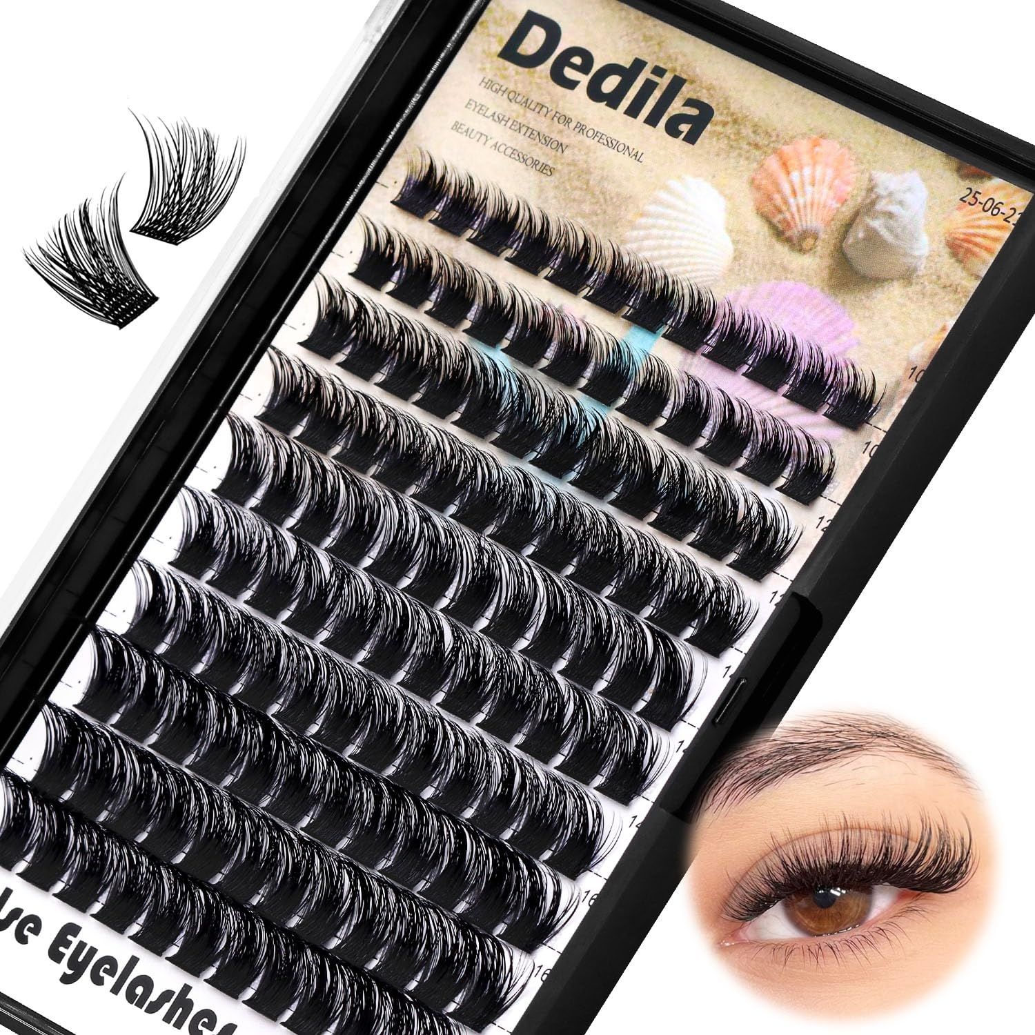 Dedila 120 Pcs Handmade D Curl Makeup Clusters Eye lashes Extensions Mixed 10-12-14-16mm12-14-16mm14-16-18mm D Curl Soft and Lightweight Individual false eyelashes Wide Stem (Mixed 10-12-14-16mm)