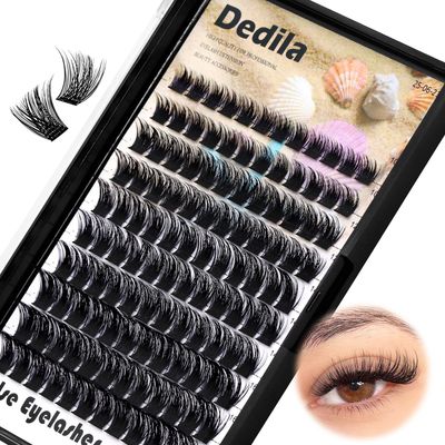 Dedila 120 Pcs Handmade D Curl Makeup Clusters Eye lashes Extensions Mixed 10-12-14-16mm12-14-16mm14-16-18mm D Curl Soft and Lightweight Individual false eyelashes Wide Stem (Mixed 10-12-14-16mm)