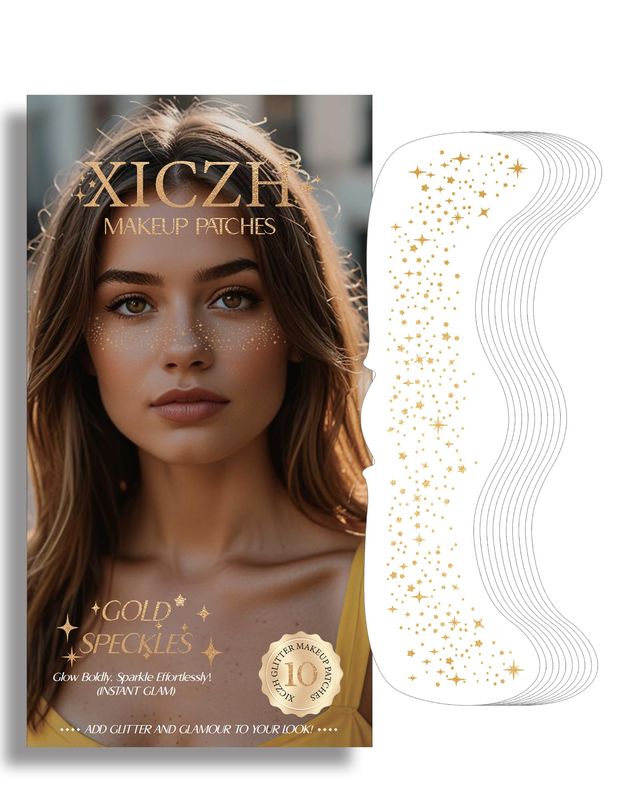 Glitter Freckles, Glitter Freckles Face Tattoo - 10 PCS Gold Sparkle Freckles for Women | Glow Up Makeup Patches | Cosmetic Glitter for Face