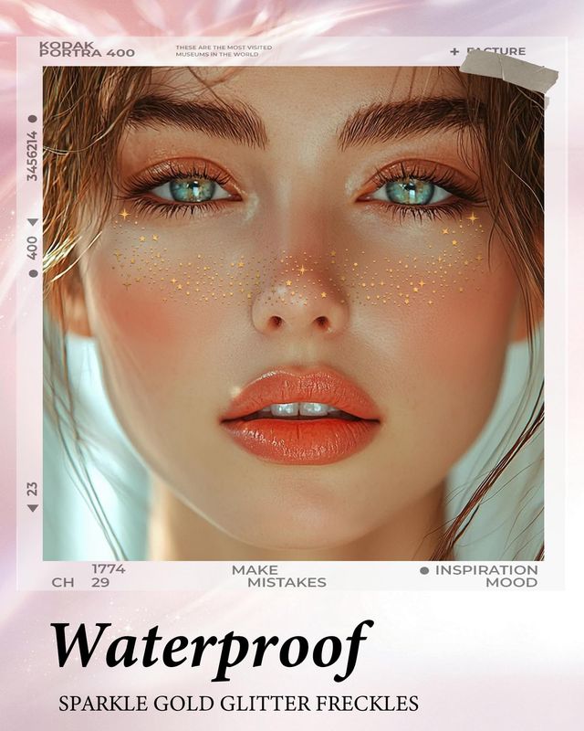 Glitter Freckles, Glitter Freckles Face Tattoo - 10 PCS Gold Sparkle Freckles for Women | Glow Up Makeup Patches | Cosmetic Glitter for Face