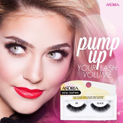 Andrea False Lashes Style 33 - Black, Lightweight, Natural Look False Eyelashes for Everyday Wear Fake Eyelash Extension, Reusable Strip Lashes, 4 Pairs