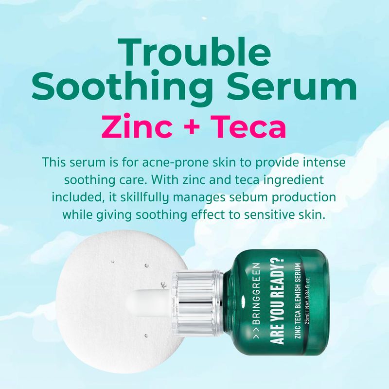 BRING GREEN X NETFLIX SQUID GAME Edition Zinc Teca Serum 25mL | Calming Serum for Skin Soothing &amp; Oil Control | Includes Free Gonggi Tossing Game as Seen in Squid Game