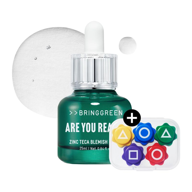 BRING GREEN X NETFLIX SQUID GAME Edition Zinc Teca Serum 25mL | Calming Serum for Skin Soothing &amp; Oil Control | Includes Free Gonggi Tossing Game as Seen in Squid Game