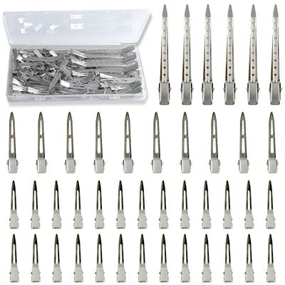 TseroFay 42Pcs Styling Hair Clips Set Silver Metal Duck Billed Clips for Women&#39;s Hairstyling, Long Duckbill Pins, Alligator Rollers with Case