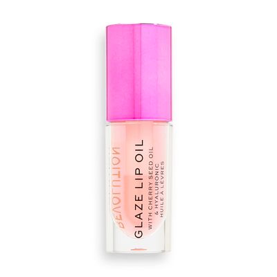 Revolution Beauty, Glaze Lip Oil, Hydrating &amp; Nourishing Formula, Infused with Vitamin E &amp; Hyaluronic Acid, Glam Pink, 0.15 Fl. Oz.