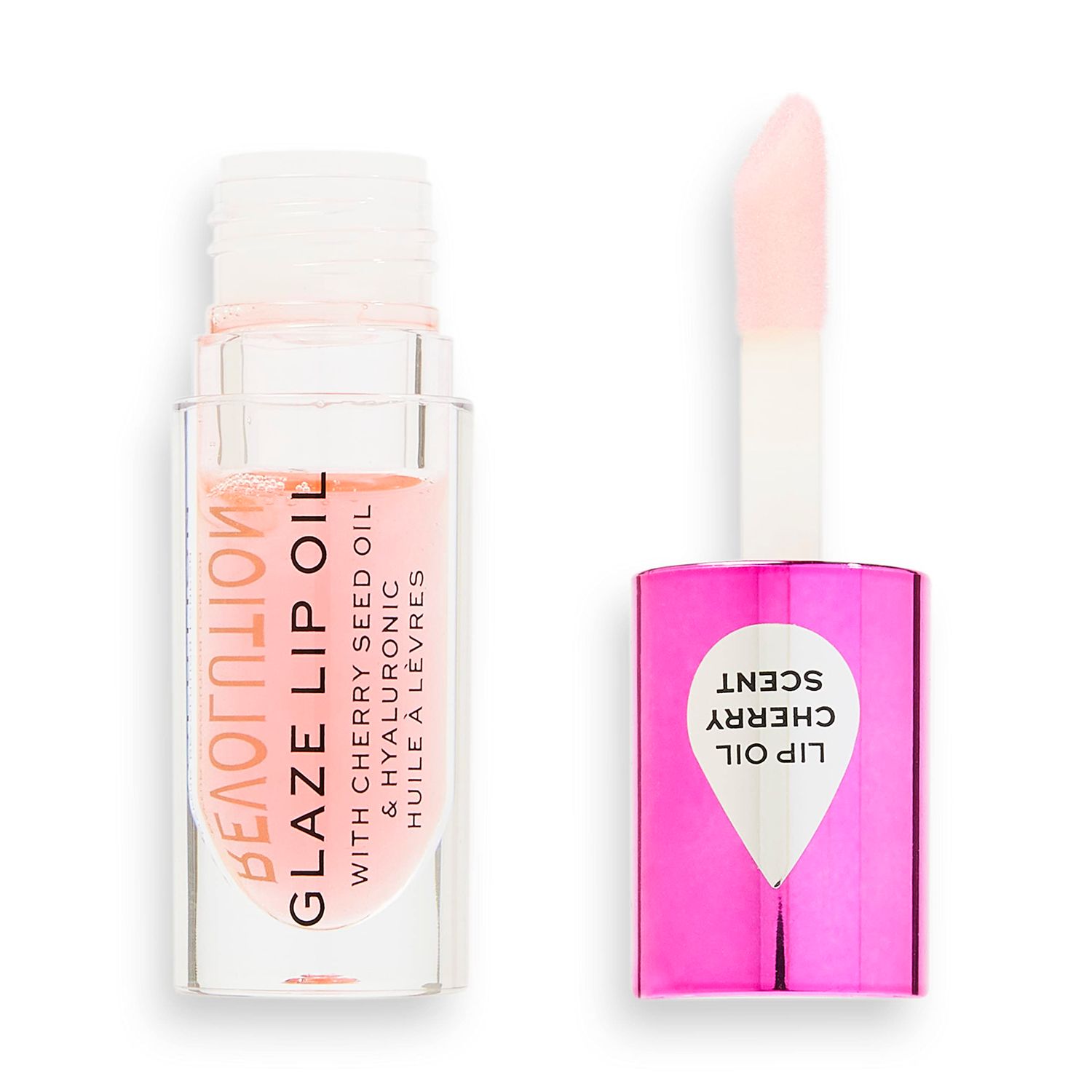 Revolution Beauty, Glaze Lip Oil, Hydrating &amp; Nourishing Formula, Infused with Vitamin E &amp; Hyaluronic Acid, Glam Pink, 0.15 Fl. Oz.