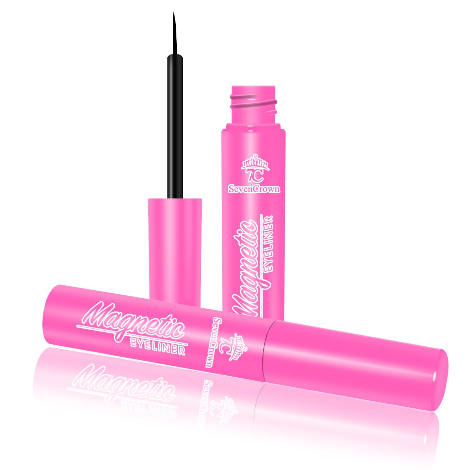 7C SEVENCROWN Black Eyeliner Waterproof Magnetic Liquid Eyeliner,Upgraded All-Day Hold, Works Perfectly for Magnetic Eyelashes,Eye Liner -5ml4 Count