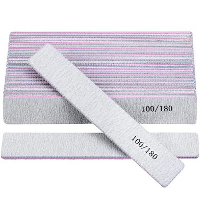 25 Pack 100180 Grit Nail Files for Acrylic Nails, Rectangle Double Sides Emery Boards Fingernail Files Professional Nail Buffering Files