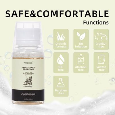 ACTROL Eyelash Cleanser Concentrate 60ml Unscented Professional Lash Shampoo Foaming Cleanser DIY Wash for Extensions Lashes with Salon Home Care-Makes 6 Bottles