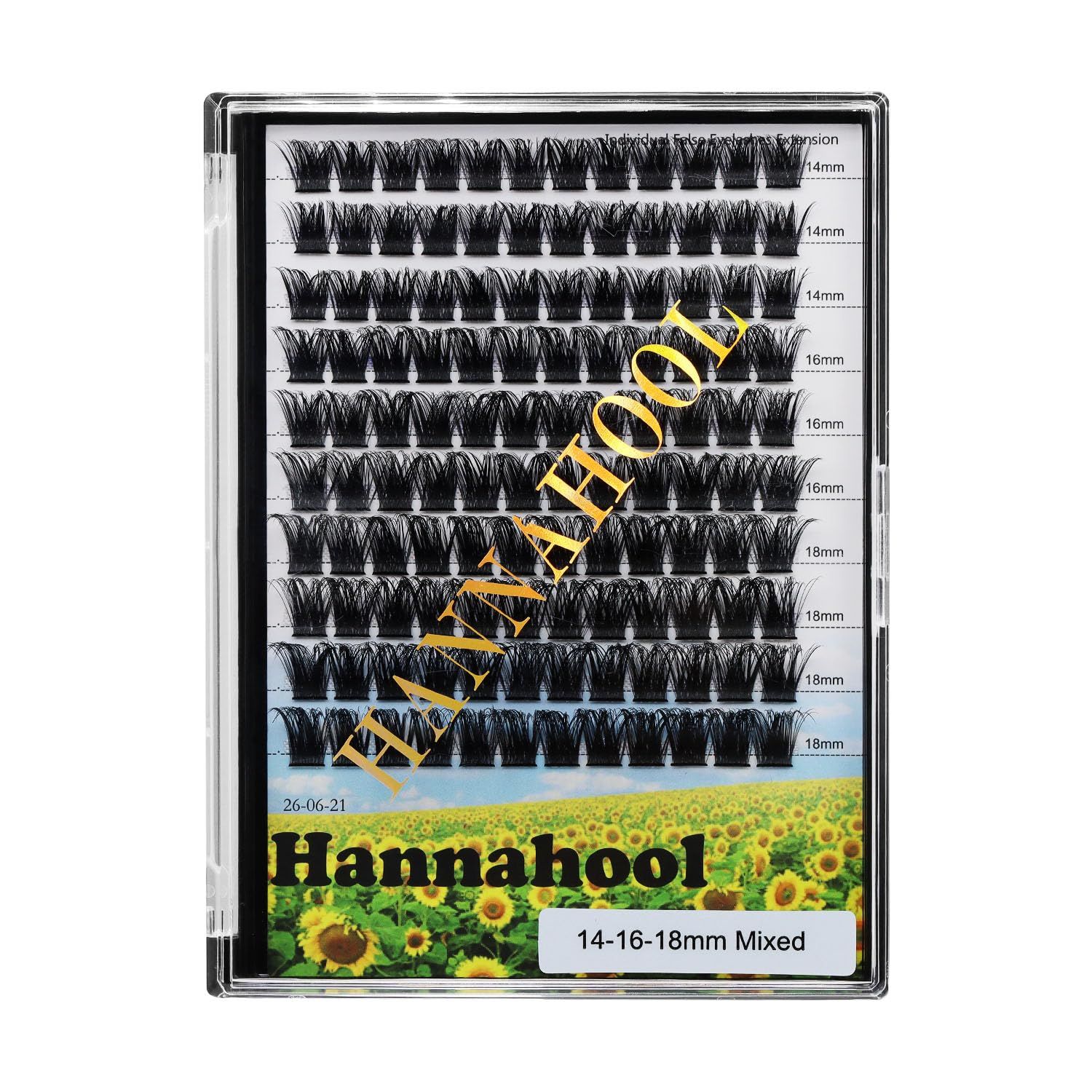 10Rows,Large Pack Grafting Mixed 10-12-14-16mm14-16-18mm12-14-16mm Wide Stem Cluster Eyelashes D Curl Individual False Eyelashes Home DIY Eye Lashes Extensions (mixed 14-16-18mm)