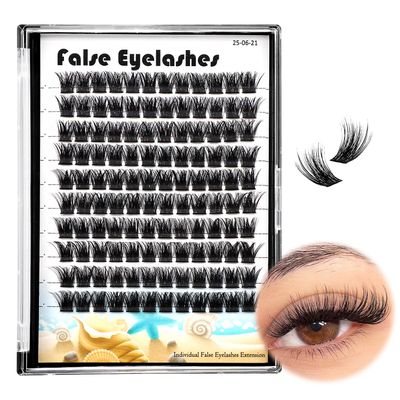 Large Tray- 10-20MM Available 120 Pcs D Curl Cluster Eyelashes Makeup Volume Eye Lashes Extensions Natural Long Wide Stem Individual False Eyelashes (20mm)