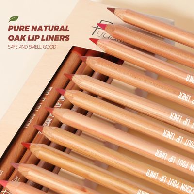 Espoce Lip Liner Set, 12Pcs Pure Natural Oak Brown Pink Red Series Lip Liners, Smooth and High Pigmented Lip Makeup Pencil